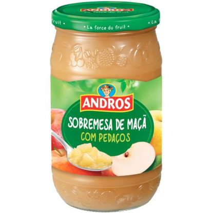 Mostrar detalhes para Puré Sobremesa de Maçã com Pedaços ANDROS frasco 740g Imagem de Puré Sobremesa de Maçã com Pedaços ANDROS frasco 740g