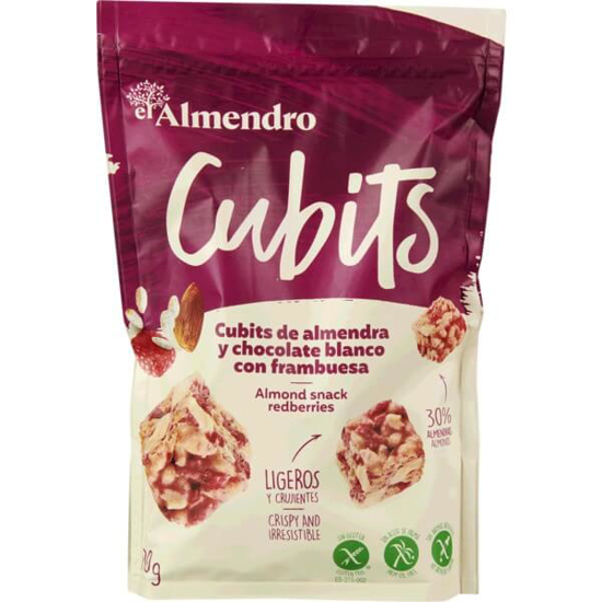 Imagem de Cubits de Amêndoa e Chocolate Branco com Framboesa EL ALMENDRO emb.100g