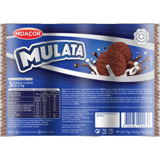 Imagem de Bolachas Mulata MOAÇOR Pack 3 emb.175g