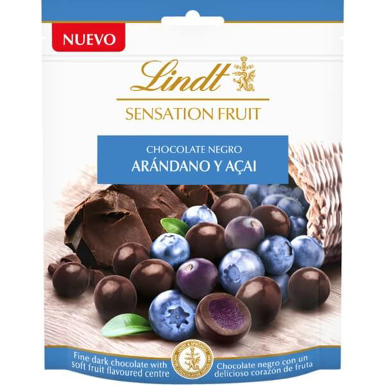 Imagem de Bombons de Chocolate Preto Recheados com Mirtilo e Açai LINDT SENSATION FRUIT emb.150g