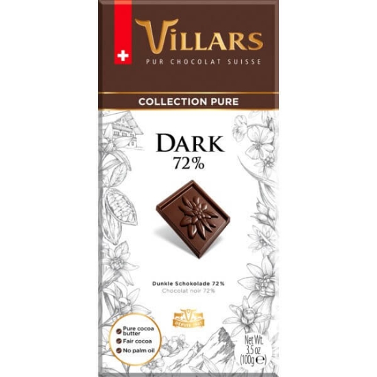 Imagem de Chocolate Preto 72% Cacau VILLARS COLLECTION PURE emb.100g