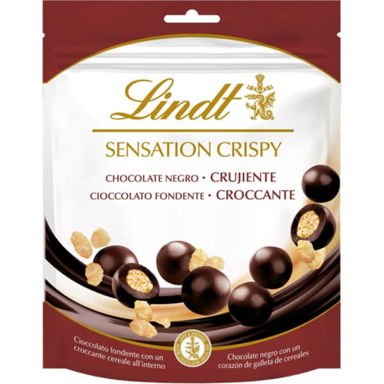 Imagem de Bombons de Chocolate Preto Recheados com Cereal Crocante LINDT SENSATION CRISPY emb.140g