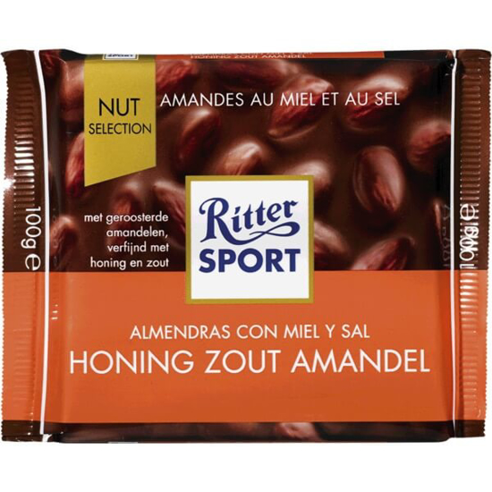 Imagem de Chocolate com Amêndoas, Mel e Sal RITTER SPORT emb.100g