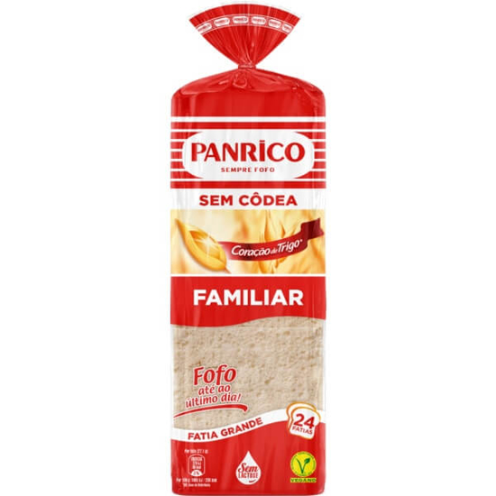 Imagem de Pão de Forma sem Côdea Familiar Vegan sem Lactose PANRICO emb.650g