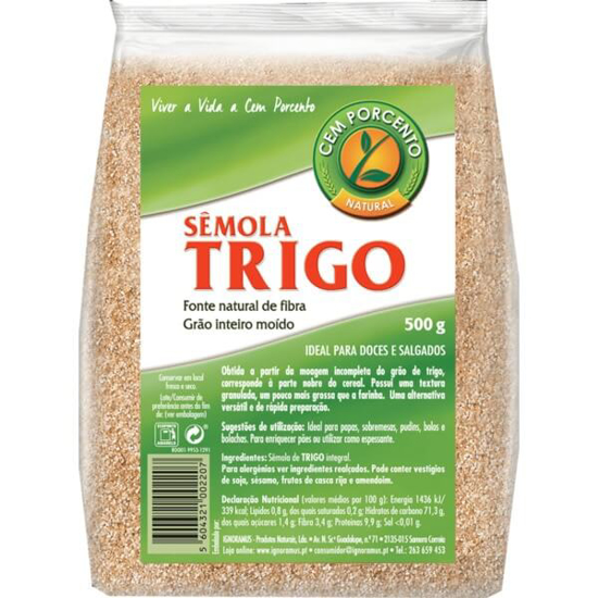 Imagem de Sêmola de Trigo Integral CEM PORCENTO emb.500g