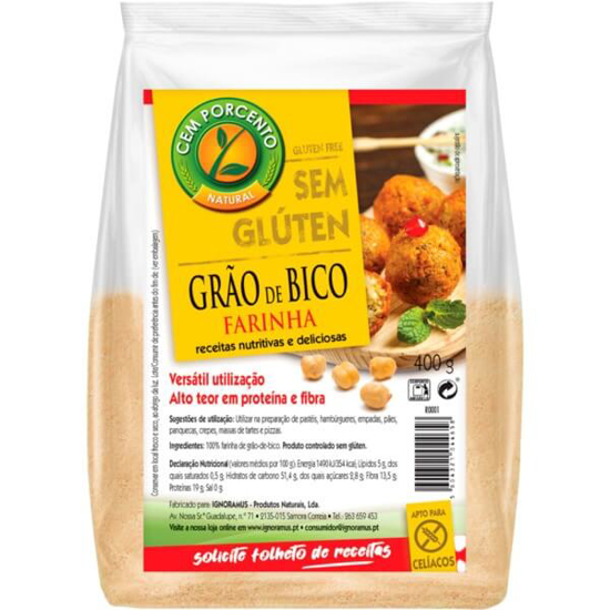 Imagem de Farinha de Grão de Bico sem Glúten CEM PORCENTO emb.400g