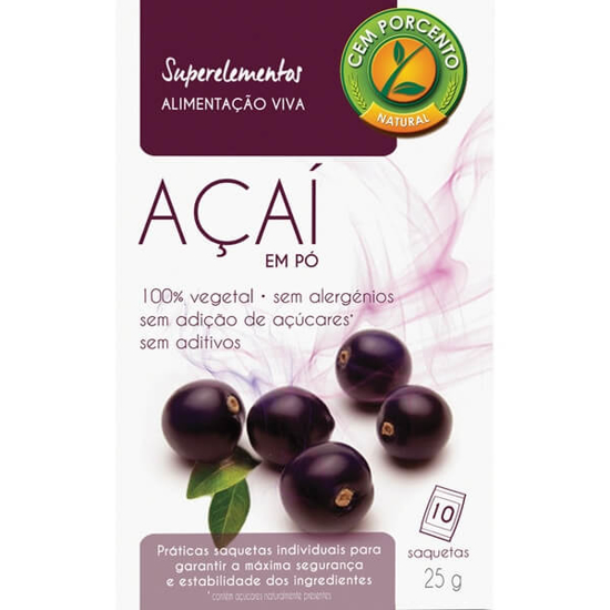 Imagem de Açaí em Pó 10 Unidades CEM PORCENTO emb.25g