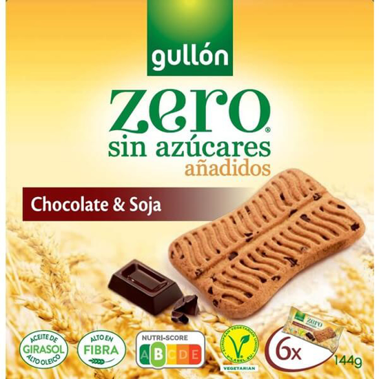 Imagem de Barritas de Soja com Chocolate Zero sem Açúcares Adicionados GULLÓN Pack 6 emb.144g
