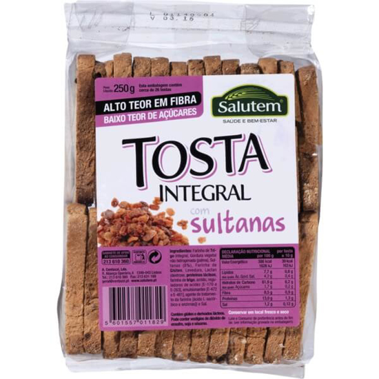 Imagem de Tostas Integrais com Sultanas SALUTEM emb.250g