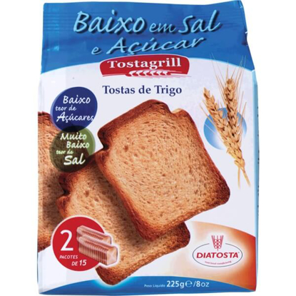 Mostrar detalhes para Tostas Integrais sem Sal e sem Açúcar TOSTAGRILL emb.225g Imagem de Tostas Integrais sem Sal e sem Açúcar TOSTAGRILL emb.225g