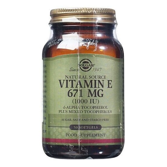 Imagem de Vitamin E 671 mg 1000IU SOLGAR frasco 50 cápsulas