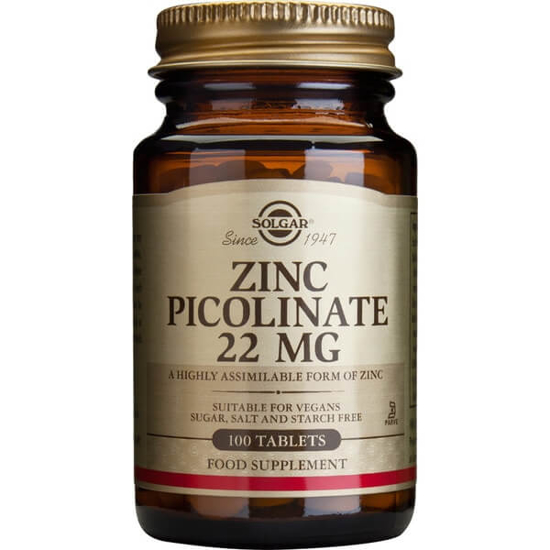 Imagem de Zinc Picolinate 22 mg SOLGAR frasco 100 comprimidos