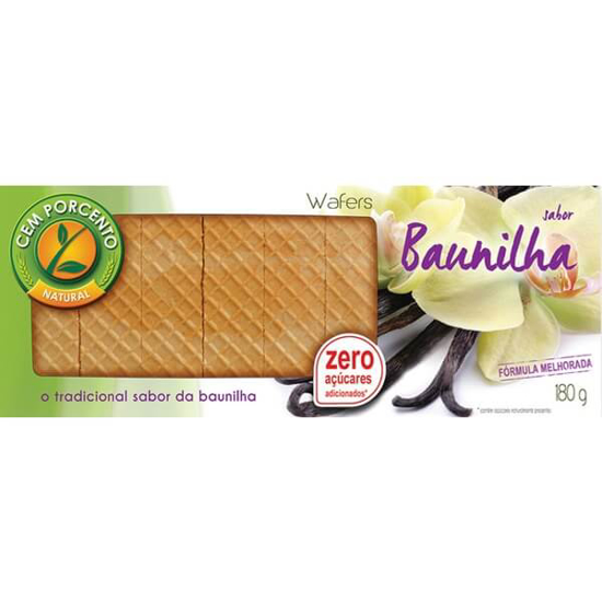 Imagem de Bolachas Wafers de Fibra e Baunilha CEM PORCENTO emb.180g