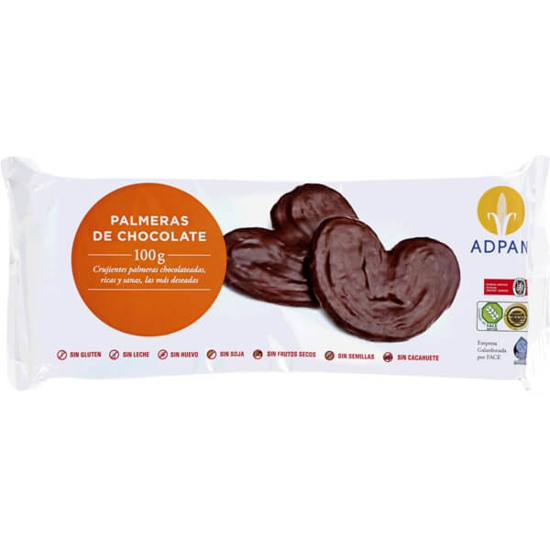 Imagem de Palmiers de Chocolate sem Lactose sem Glúten ADPAN emb.100g