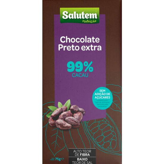 Imagem de Chocolate Preto Extra 99% Cacau sem Açúcar Adicionado SALUTEM emb.75g