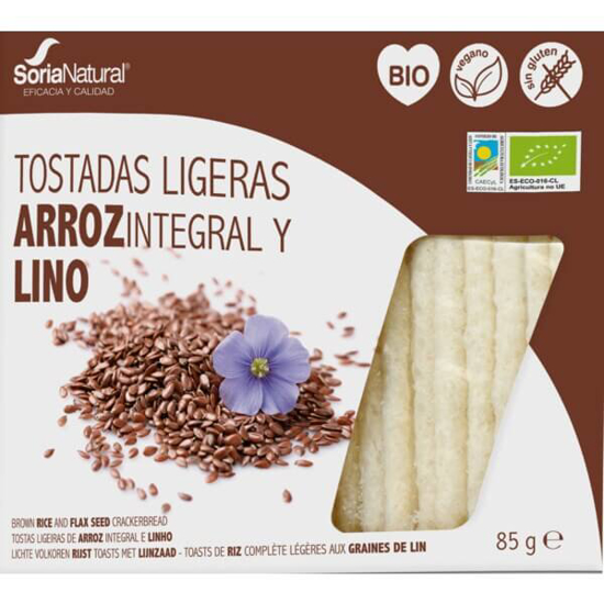 Imagem de Tostas de Arroz e Linhaça Integral sem Glúten Biológicas SORIA NATURAL emb.100g