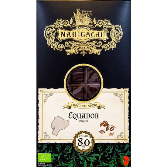 Imagem de Chocolate Preto Equador 80% Cacau Biológico NAU DO CACAU emb.80g