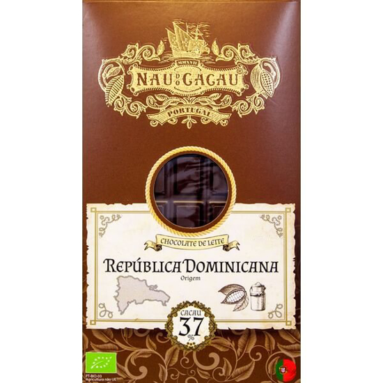 Imagem de Chocolate de Leite República Dominicana 37% Cacau Biológico NAU DO CACAU emb.80g