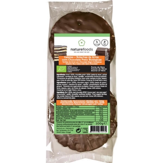 Imagem de Bolachas de Arroz com Chocolate Preto sem Glúten Biológicas NATUREFOODS emb.100g