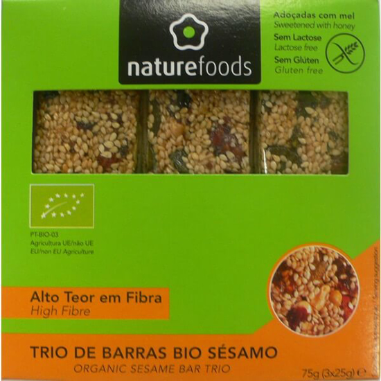 Imagem de Trio de Barras de Sésamo sem Glúten Biológicas NATUREFOODS emb.75g