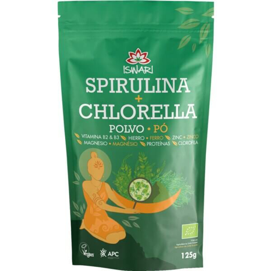 Imagem de Spirulina + Chlorella em Pó Biológica ISWARI emb.125g