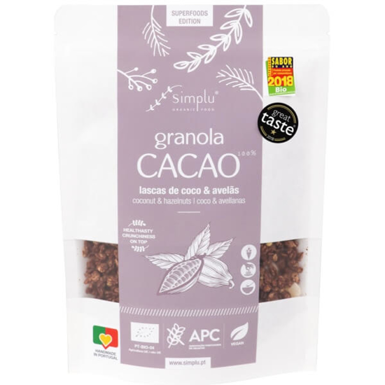 Imagem de Granola de Cacau com Lascas de Coco e Avelãs Vegan sem Glúten Biológica SIMPLU emb.300g