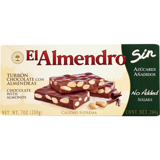 Imagem de Torrão de Chocolate com Amêndoas sem Açúcar EL ALMENDRO emb.200g