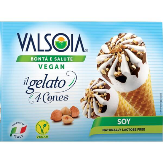 Imagem de Gelado Cone de Soja Vegan VALSOIA Pack 4 emb.300g