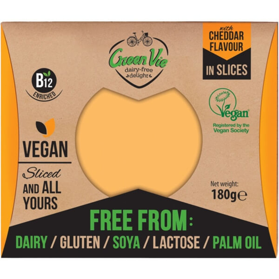 Imagem de Fatias com Sabor Cheddar Vegan sem Lactose e sem Glúten GREEN VIE emb.180g