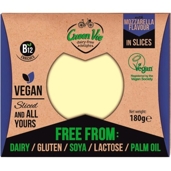 Imagem de Fatias com Sabor Mozzarella Vegan sem Lactose e sem Glúten GREEN VIE emb.180g