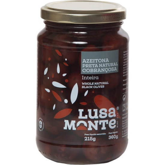 Imagem de Azeitona Preta Natural Cobrançosa Inteira LUSA MONTE frasco 360g