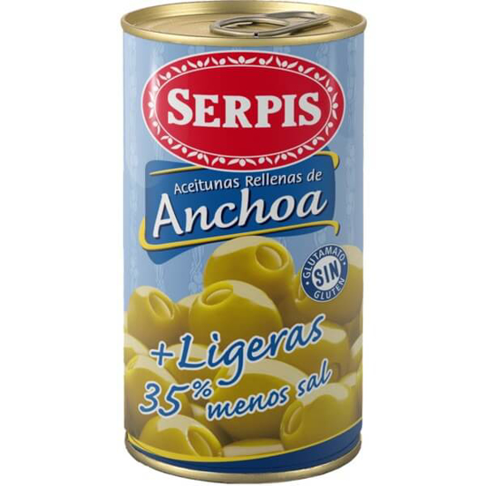 Imagem de Azeitonas Recheadas de Anchova -35% Sal SERPIS lata 350g