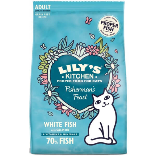 Imagem de Ração para Gato Adultos de Peixe Branco e Salmão LILY'S KITCHEN emb.800g