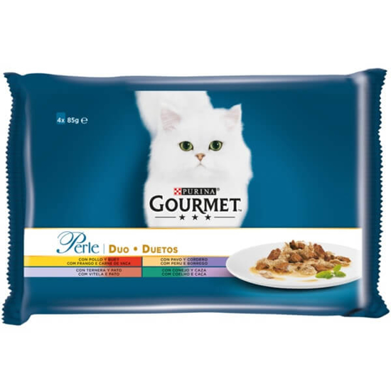 Imagem de Perle Comida Húmida para Gato Duetos com Carnes Delicadas multipack 4 GOURMET emb.340g