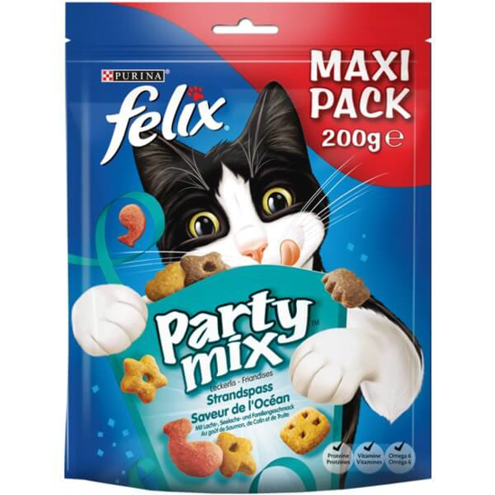 Imagem de Snack para Gato Party Mix Ocean Salmão, Bacalhau e Truta PURINA FELIX emb.200g