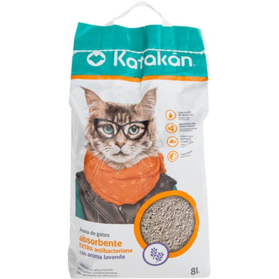 Imagem de Areia para Gato Absorvente Extra Antibacteriana com Aroma a Lavanda KATAKÁN emb.8L