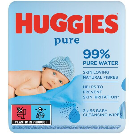 Imagem de Toalhitas Húmidas Pure HUGGIES Pack 3 emb.56 unidades