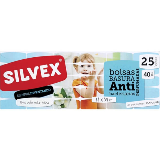 Imagem de Sacos do Lixo Antibacteriano Perfumadas 40 Litros 61x 59 cm SILVEX emb.25 unidades