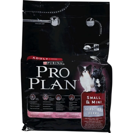 Imagem de Ração para Cão Adulto Pequeno e Mini com OptiDerma para Pele Sensível Rica em Salmão PURINA PRO PLAN emb.3kg