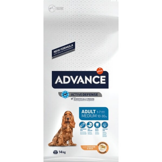 Imagem de Ração para Cão Médio Adult 1 a 2 Anos com Frango e Arroz ADVANCE emb.14kg