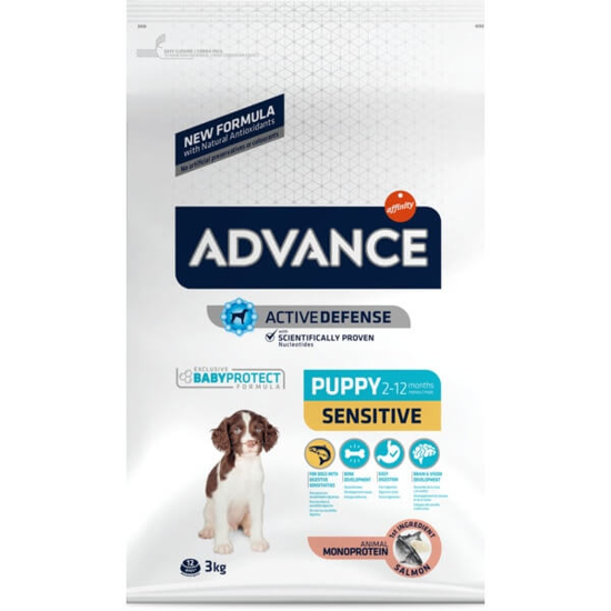 Imagem de Ração para Cão Puppy Sensitive 2 a 12 Meses com Salmão e Arroz ADVANCE emb.3kg