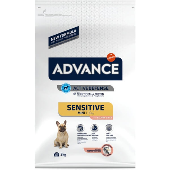 Imagem de Ração para Cão Mini Sensível Menos 10 Kg com Salmão e Arroz ADVANCE emb.3kg