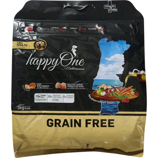 Imagem de Ração para Cão Adulto Mediterrâneo sem Glúten HAPPYONE emb.3kg