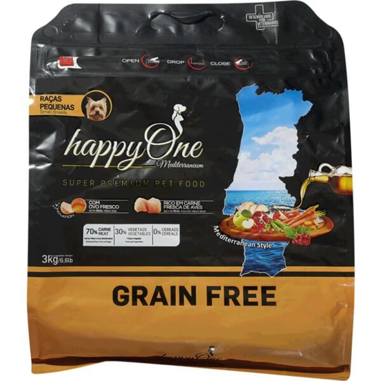 Imagem de Ração para Cão Raças Pequenas Mediterrâneo sem Glúten HAPPYONE emb.3kg