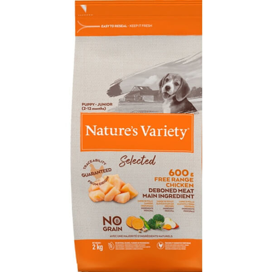 Imagem de Alimento Seco para Cão Júnior Selected de Frango NATURE`S VARIET emb.2kg