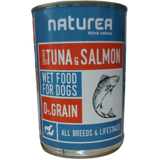 Imagem de Comida Húmida para Cão com Galinha e Salmão sem Glúten NATUREA emb.400g