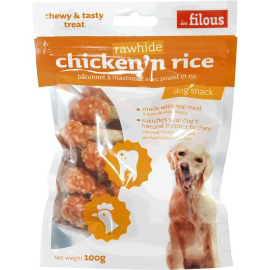 Imagem de Snacks para Cão com Galinha e Arroz LES FILOUS emb.100g