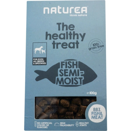 Imagem de Snack para Cão de Peixe Semi-Húmido sem Glúten NATUREA THE HEALTHY TREAT emb.100g