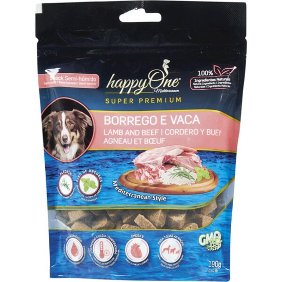 Imagem de Snack para Cão Semi-Húmido de Borrego e Vaca HAPPYONE emb.190g