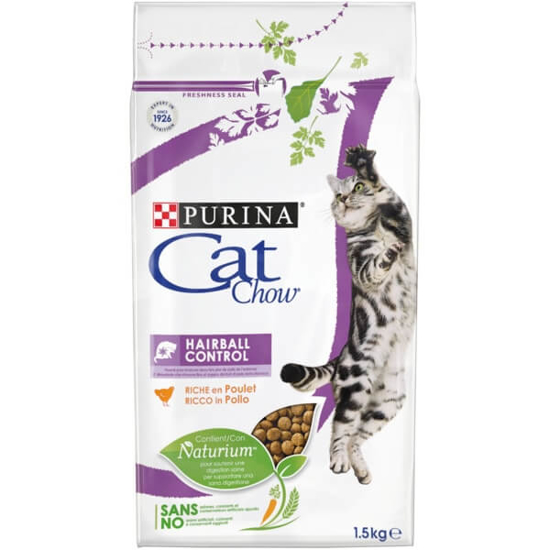 Imagem de Ração para Gato Adulto para Controlo de Bolas de Pelo Rica em Frango PURINA CAT CHOW emb.1,5kg